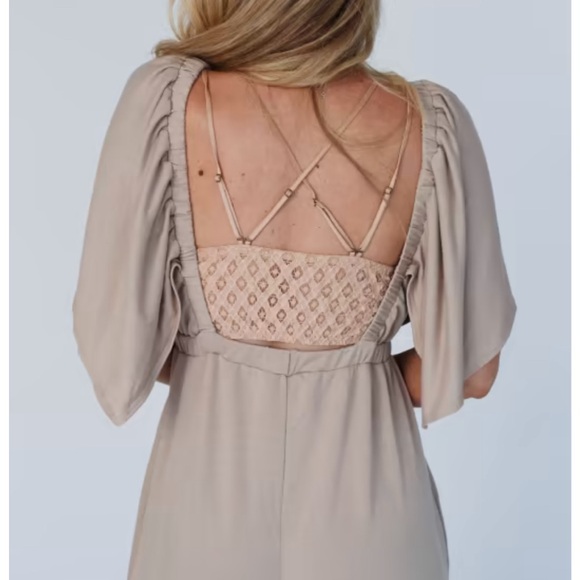 NWT size MEDIUM Three Bird Nest “on repeat open back ruffle jumpsuit” - Picture 2 of 8